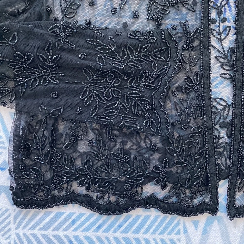 Black Beaded Sheer Open Top